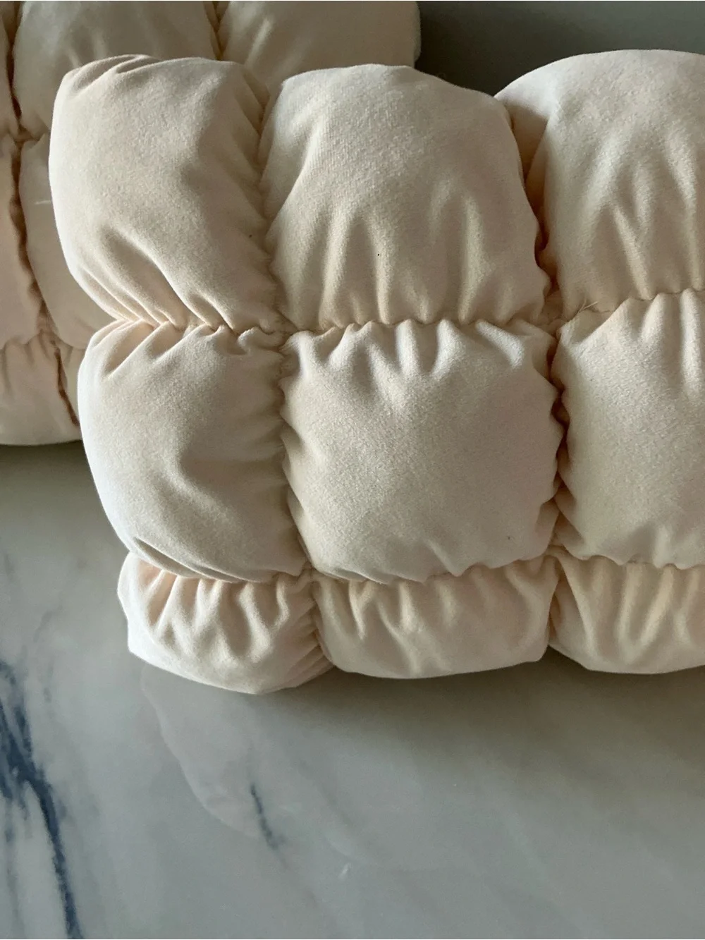 Plush Quilted Rectangular Pillow Pair in Soft Beige